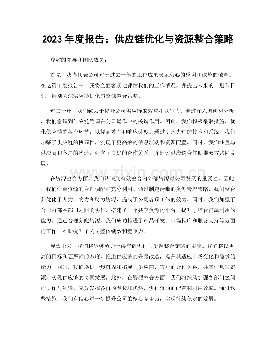 2023年度报告：供应链优化与资源整合策略.docx_第1页