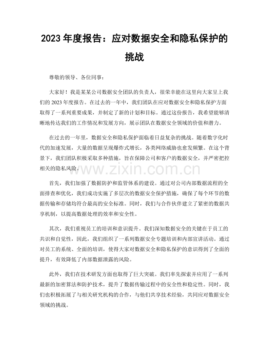 2023年度报告：应对数据安全和隐私保护的挑战.docx_第1页