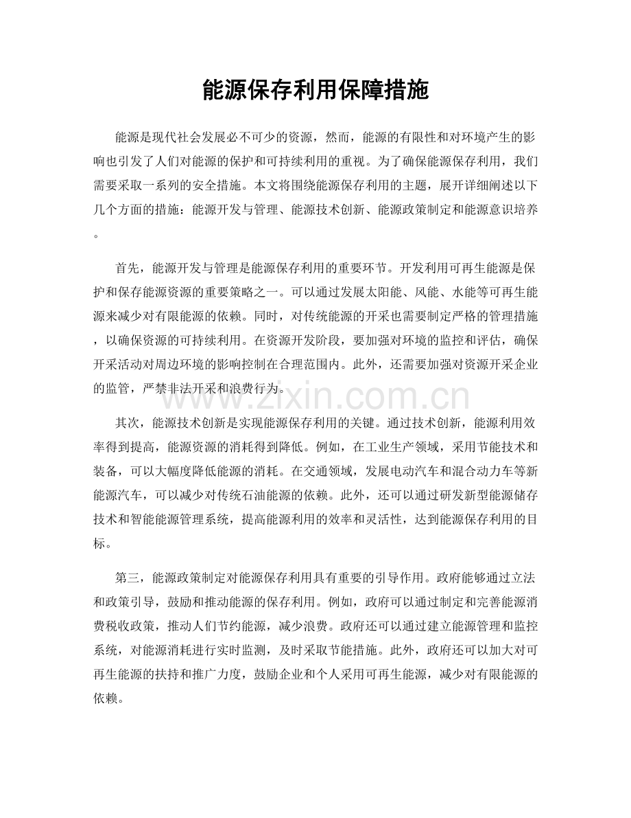 能源保存利用保障措施.docx_第1页