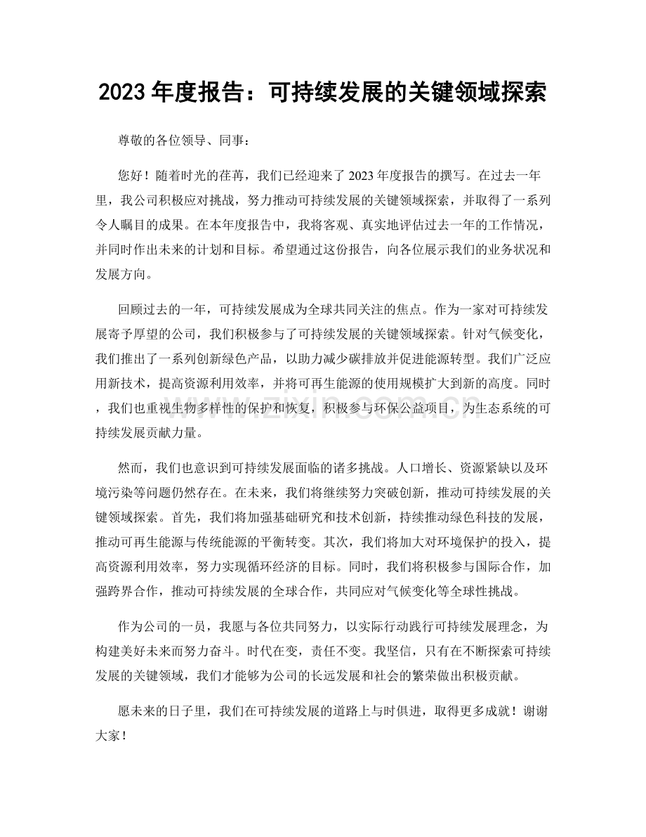 2023年度报告：可持续发展的关键领域探索.docx_第1页