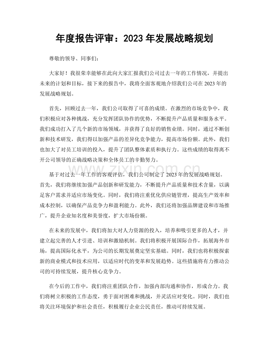 年度报告评审：2023年发展战略规划.docx_第1页