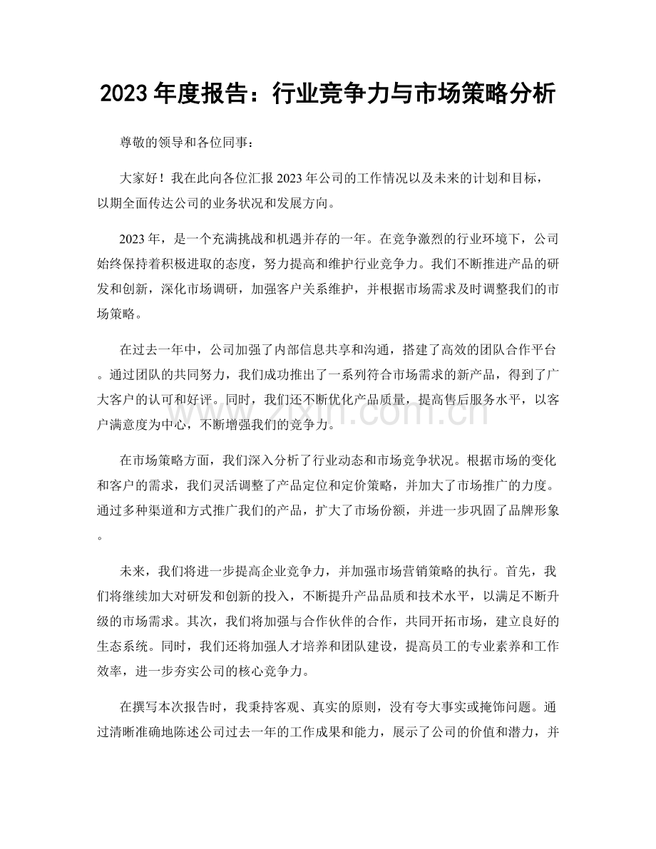 2023年度报告：行业竞争力与市场策略分析.docx_第1页