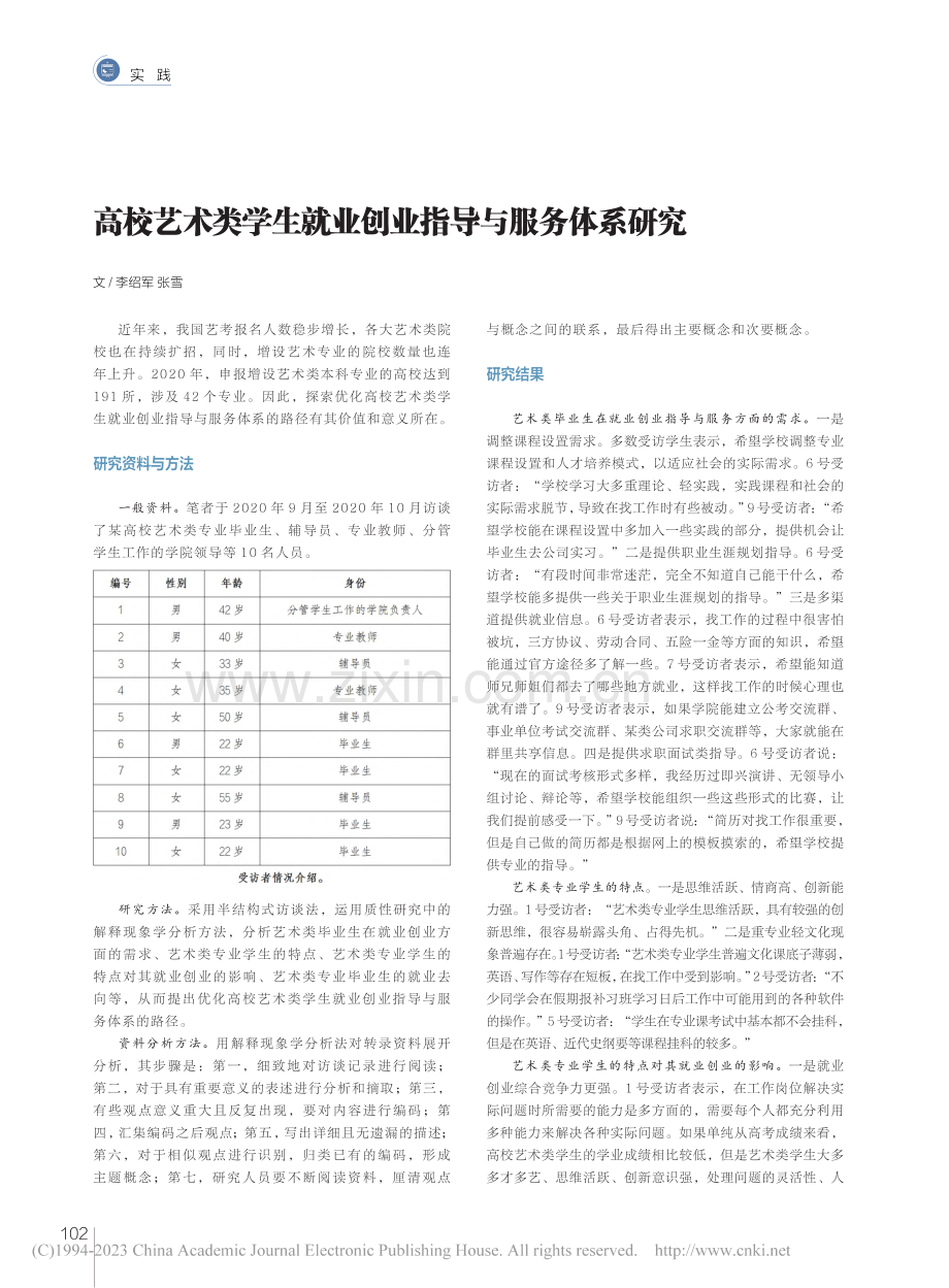 高校艺术类学生就业创业指导与服务体系研究_李绍军.pdf_第1页