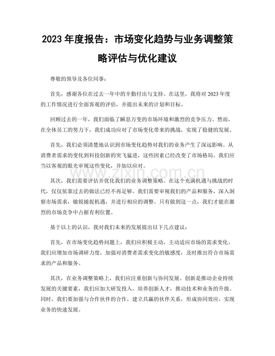 2023年度报告：市场变化趋势与业务调整策略评估与优化建议.docx_第1页