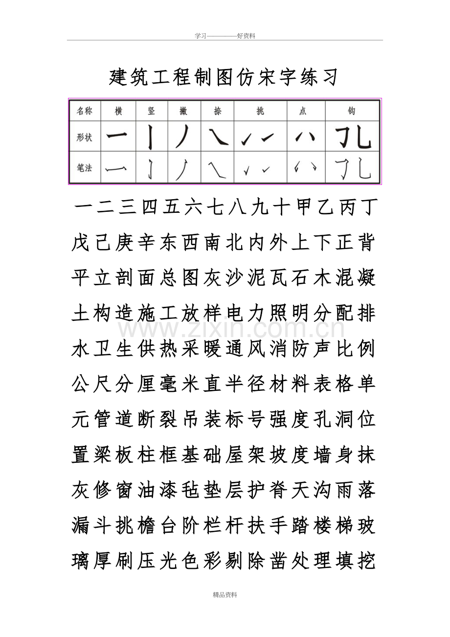 建筑工程制图仿宋字练习1上课讲义.doc_第2页