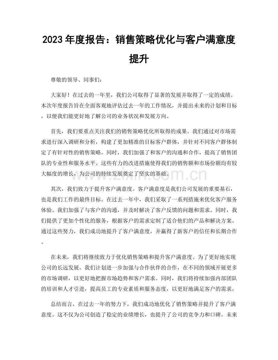 2023年度报告：销售策略优化与客户满意度提升.docx_第1页