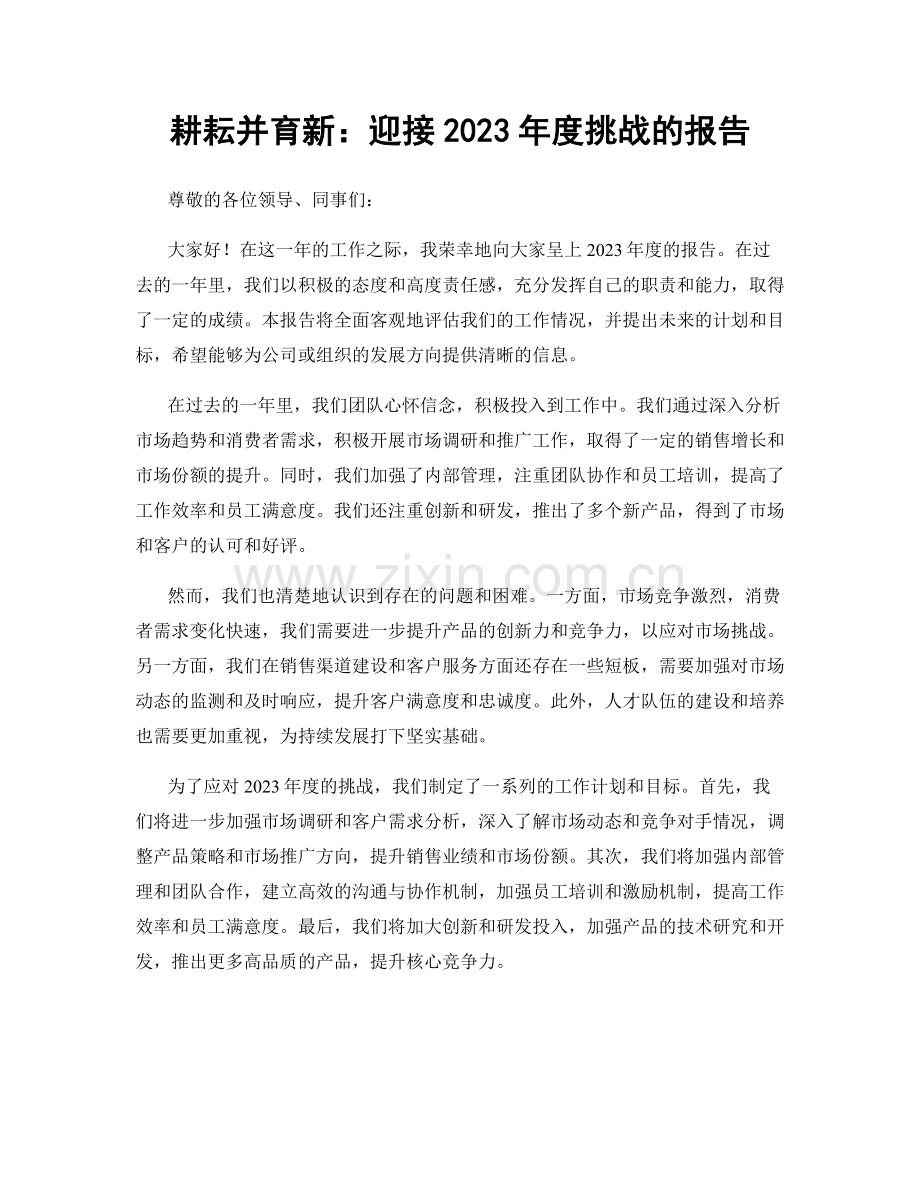 耕耘并育新：迎接2023年度挑战的报告.docx_第1页