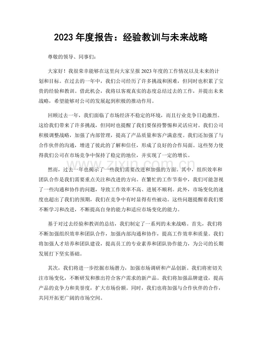 2023年度报告：经验教训与未来战略.docx_第1页