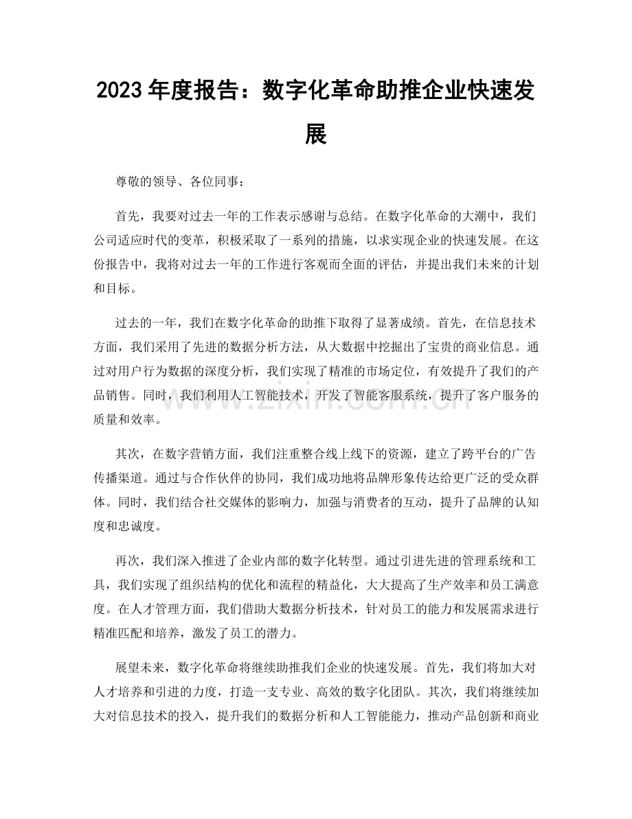 2023年度报告：数字化革命助推企业快速发展.docx_第1页