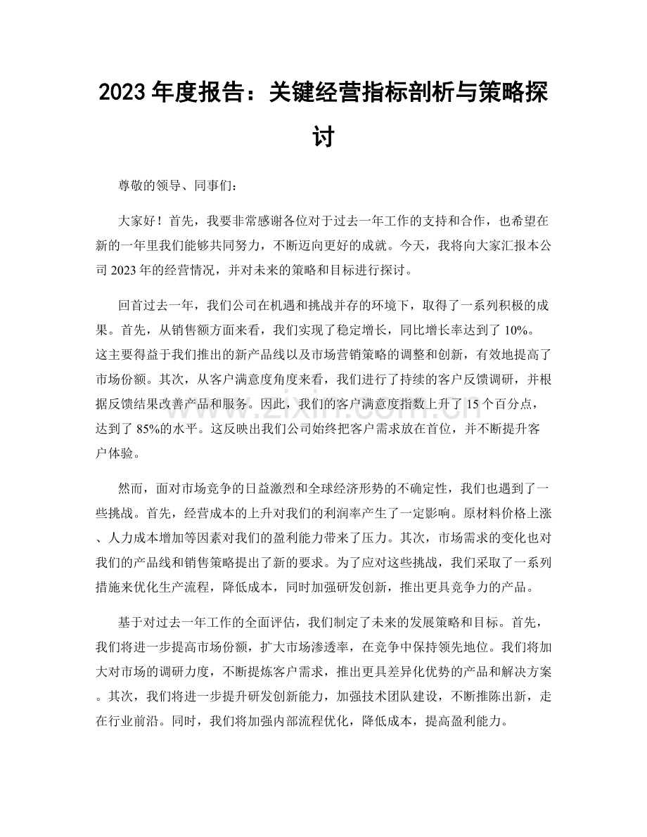 2023年度报告：关键经营指标剖析与策略探讨.docx_第1页