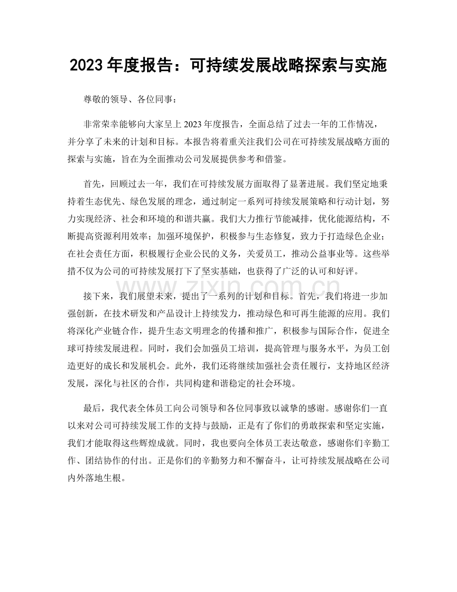 2023年度报告：可持续发展战略探索与实施.docx_第1页