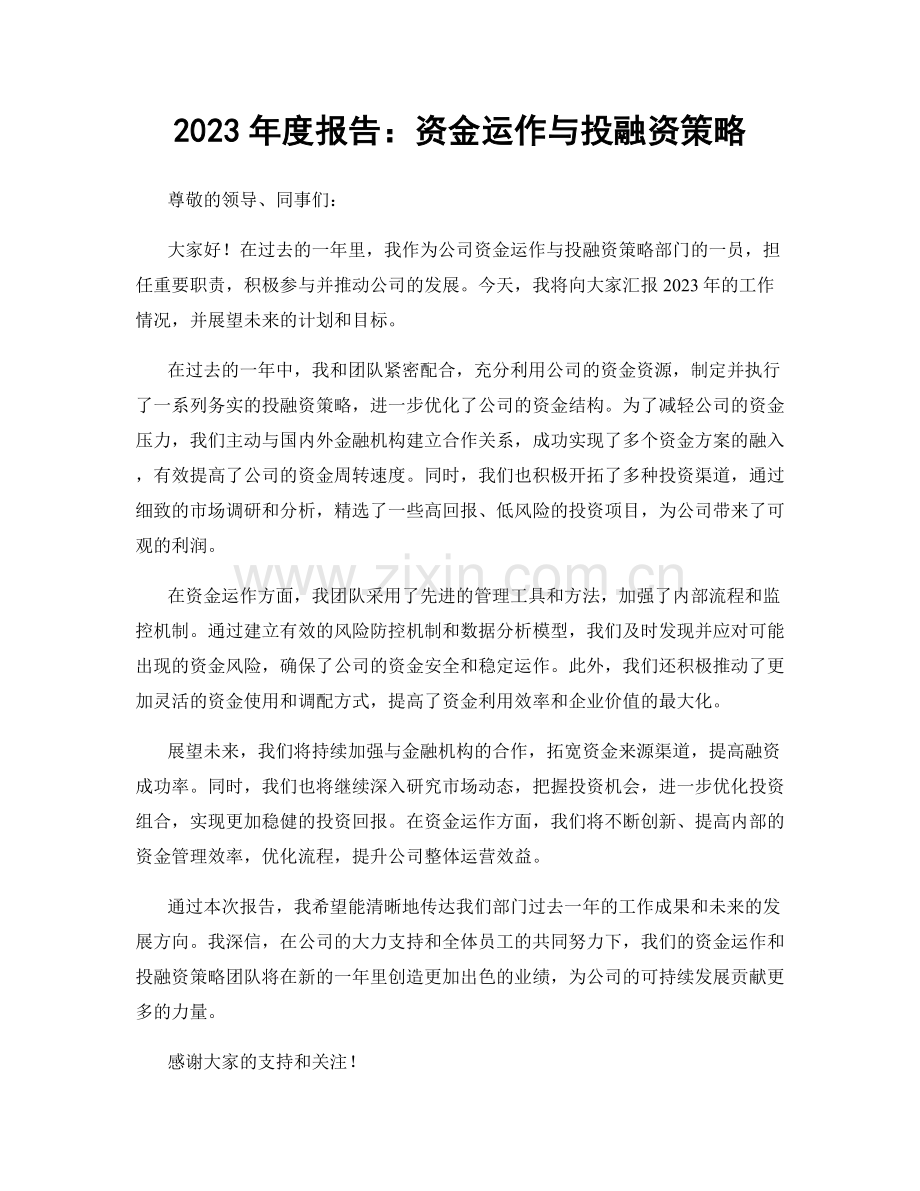 2023年度报告：资金运作与投融资策略.docx_第1页