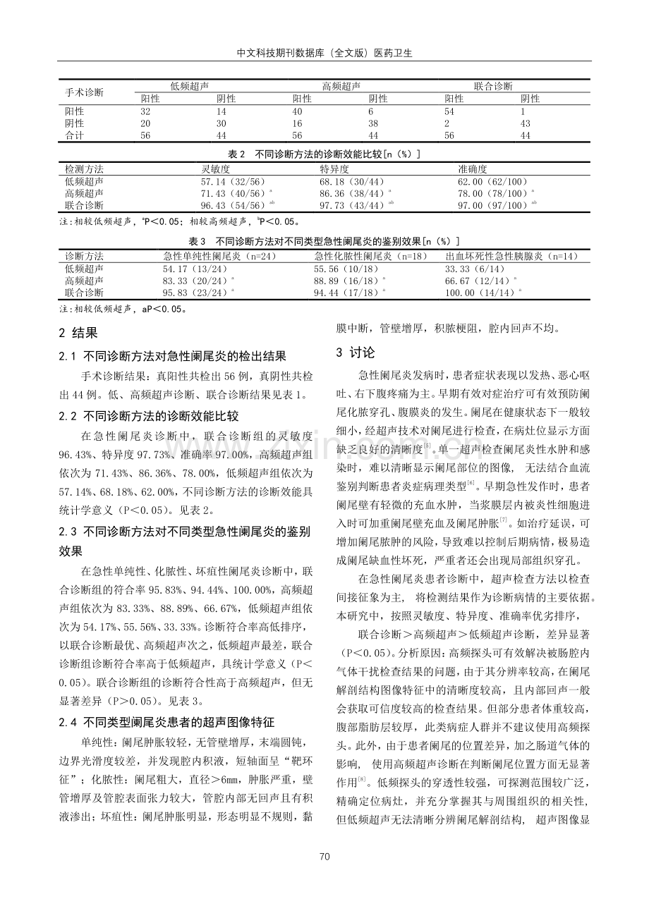 高、低频超声联合诊断急性阑尾炎的效果及检出率评价.pdf_第2页