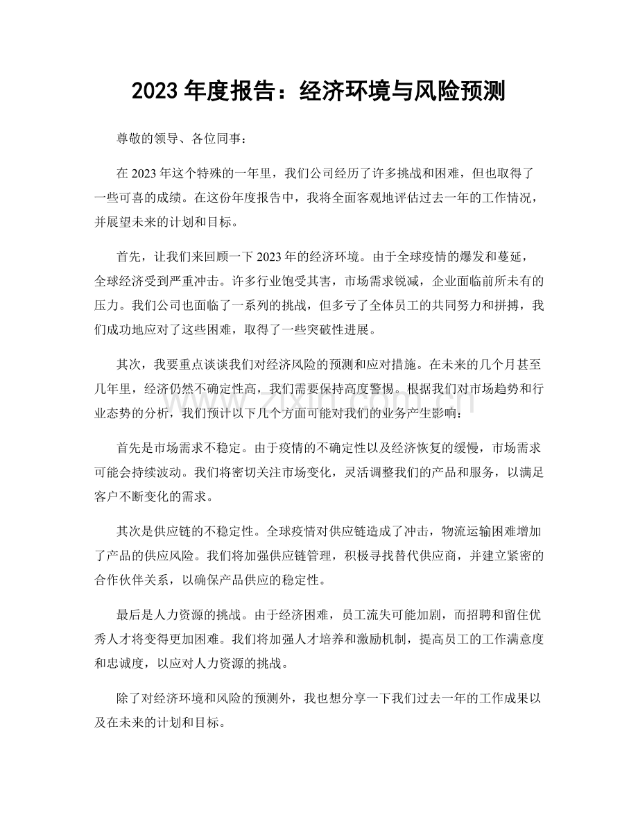 2023年度报告：经济环境与风险预测.docx_第1页