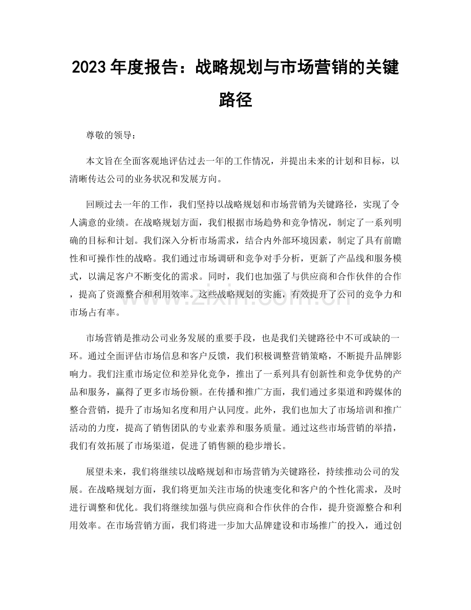 2023年度报告：战略规划与市场营销的关键路径.docx_第1页