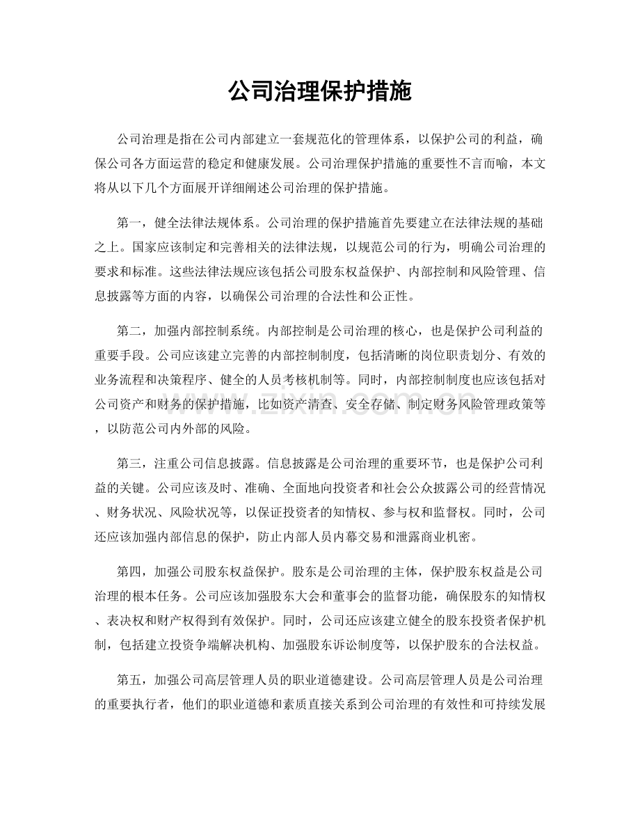 公司治理保护措施.docx_第1页