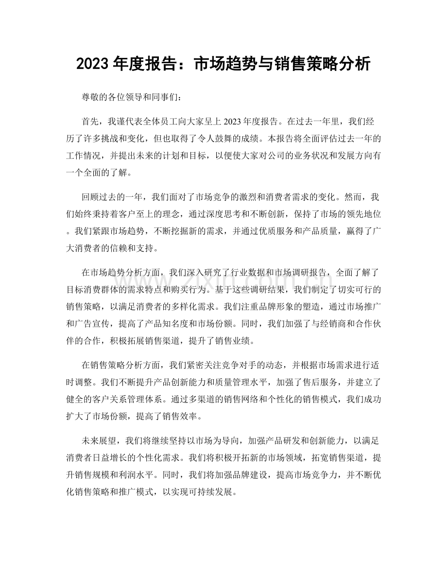 2023年度报告：市场趋势与销售策略分析.docx_第1页