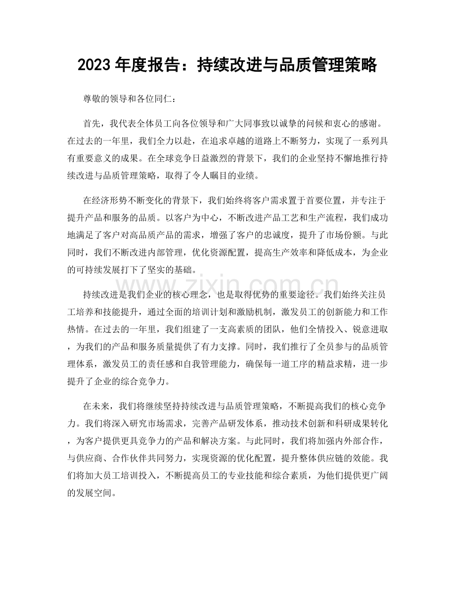 2023年度报告：持续改进与品质管理策略.docx_第1页