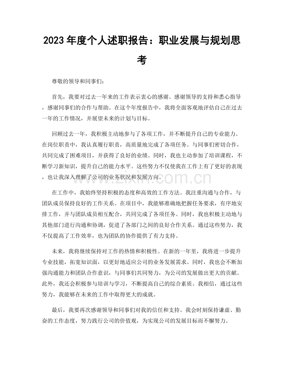 2023年度个人述职报告：职业发展与规划思考.docx_第1页