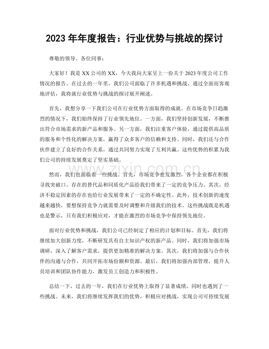 2023年年度报告：行业优势与挑战的探讨.docx_第1页