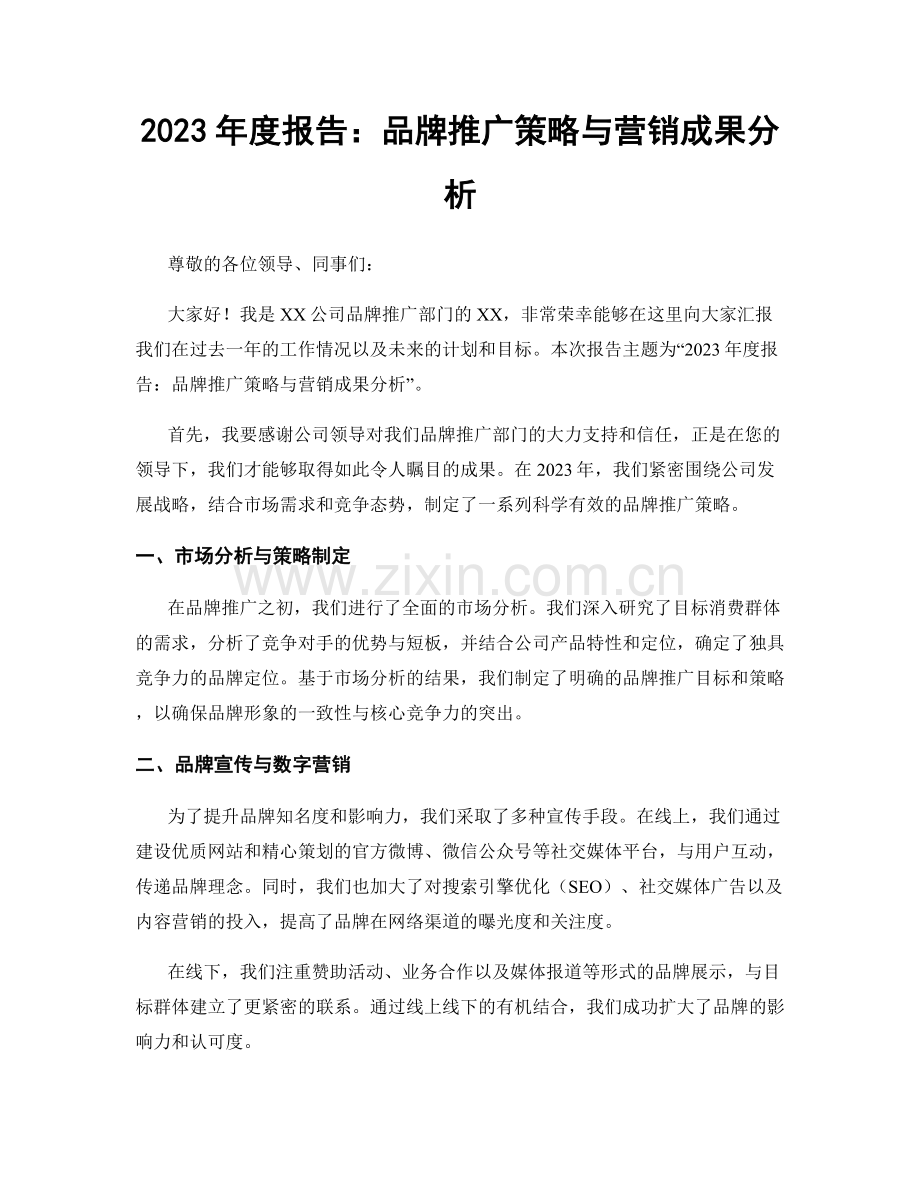 2023年度报告：品牌推广策略与营销成果分析.docx_第1页