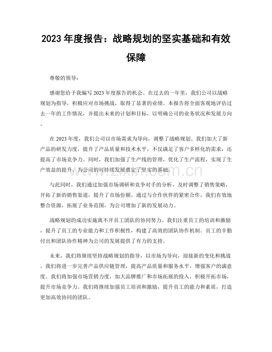 2023年度报告：战略规划的坚实基础和有效保障.docx_第1页