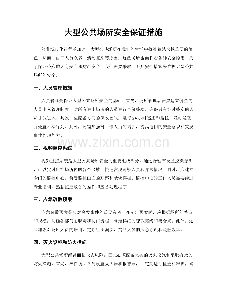 大型公共场所安全保证措施.docx_第1页