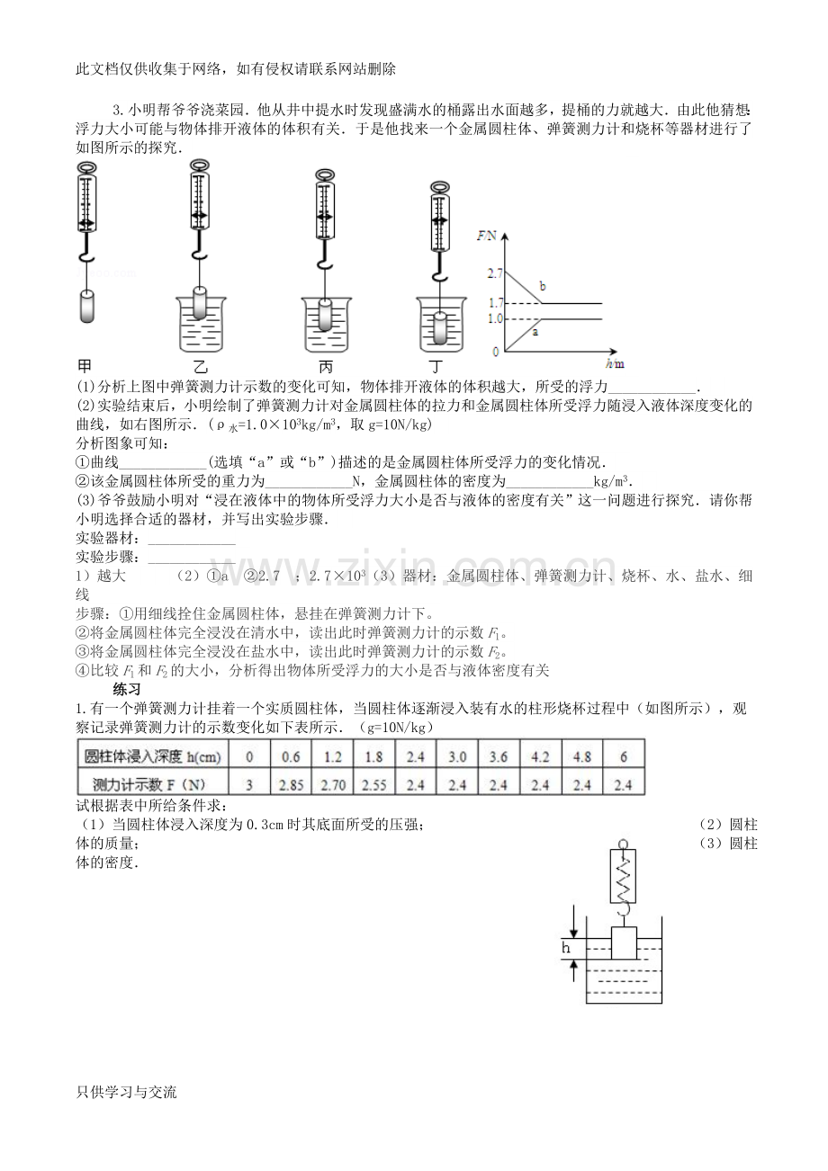 浮力计算题专题复习学习资料.doc_第2页