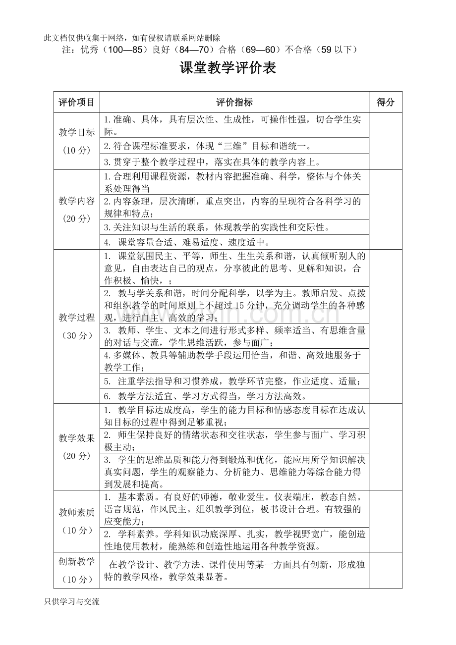 有效课堂教学评价表知识交流.doc_第2页