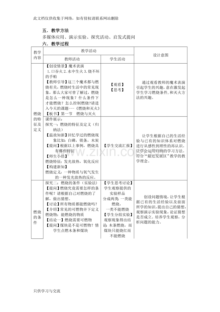 燃烧与灭火+教学设计+第一课时讲课讲稿.doc_第2页