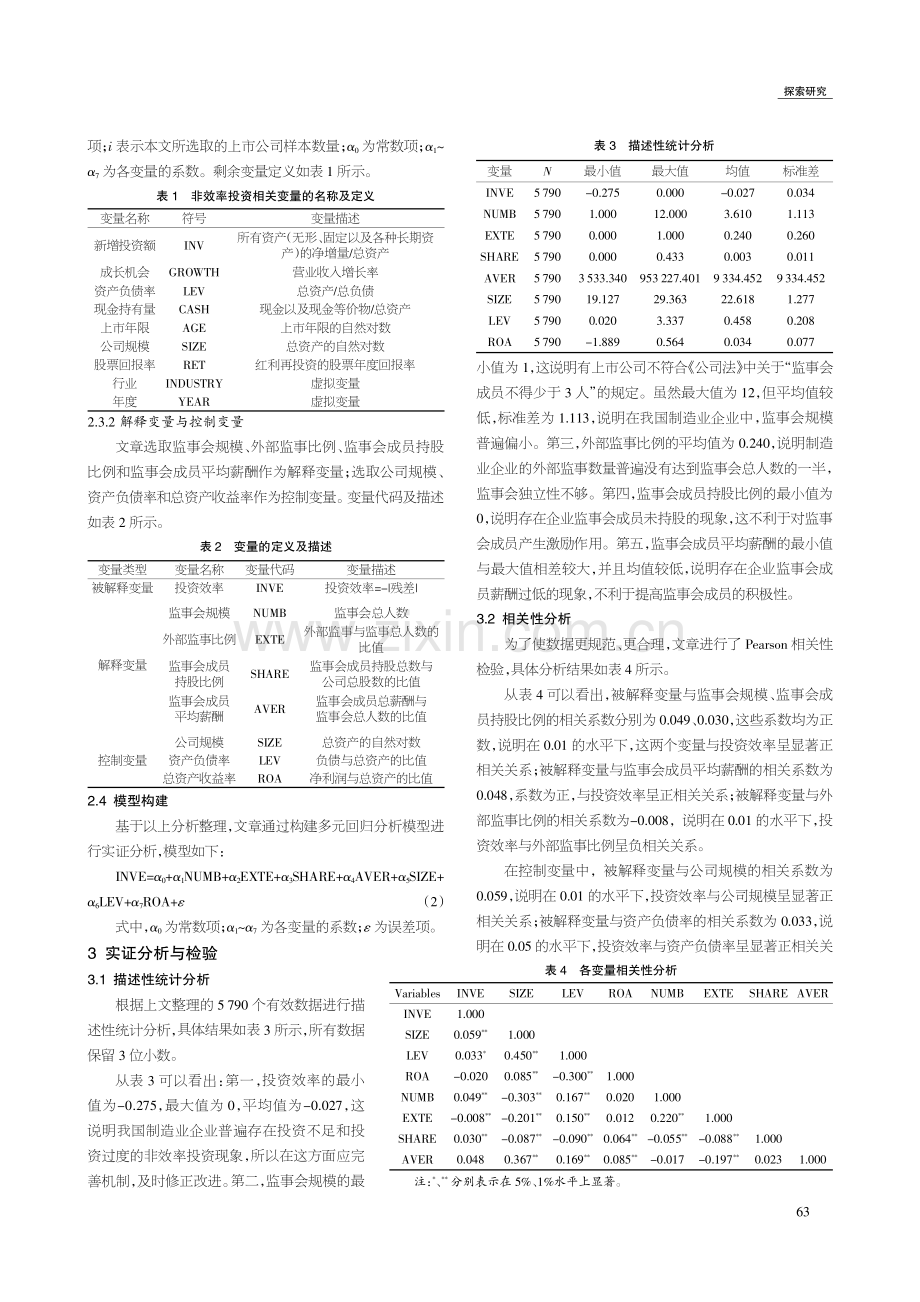 公司治理特征与上市公司投资效率的研究——基于制造业上市公司的研究.pdf_第2页