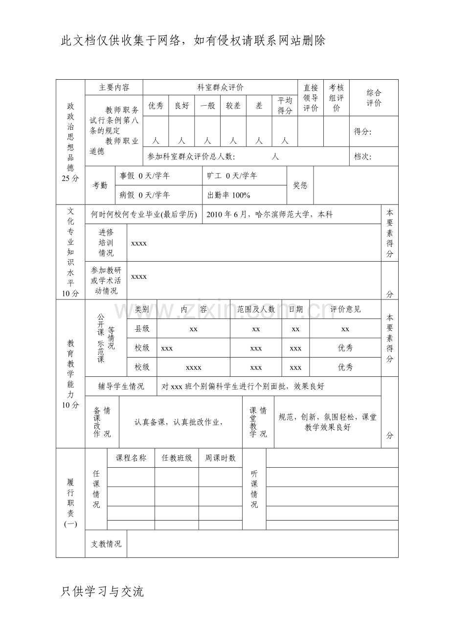 教师年度考核表说课材料.doc_第2页