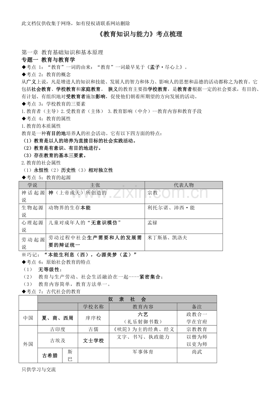 教师招聘考试—教育学心理学知识点整理(通用版)知识讲解.doc_第1页