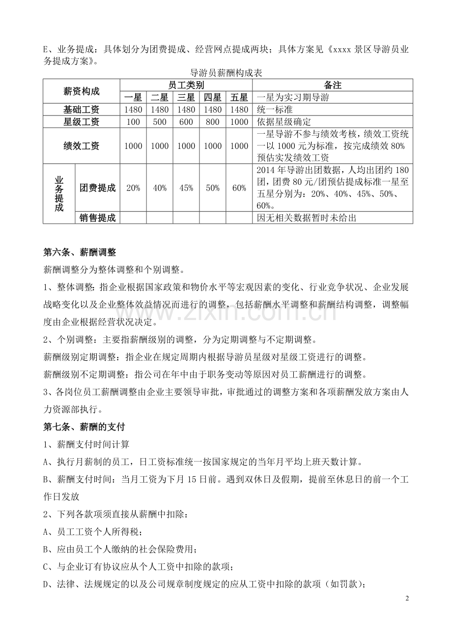 xxx景区导游员薪酬管理制度.doc_第2页