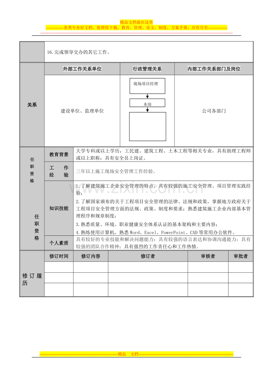 安全员-岗位职务说明书.doc_第2页