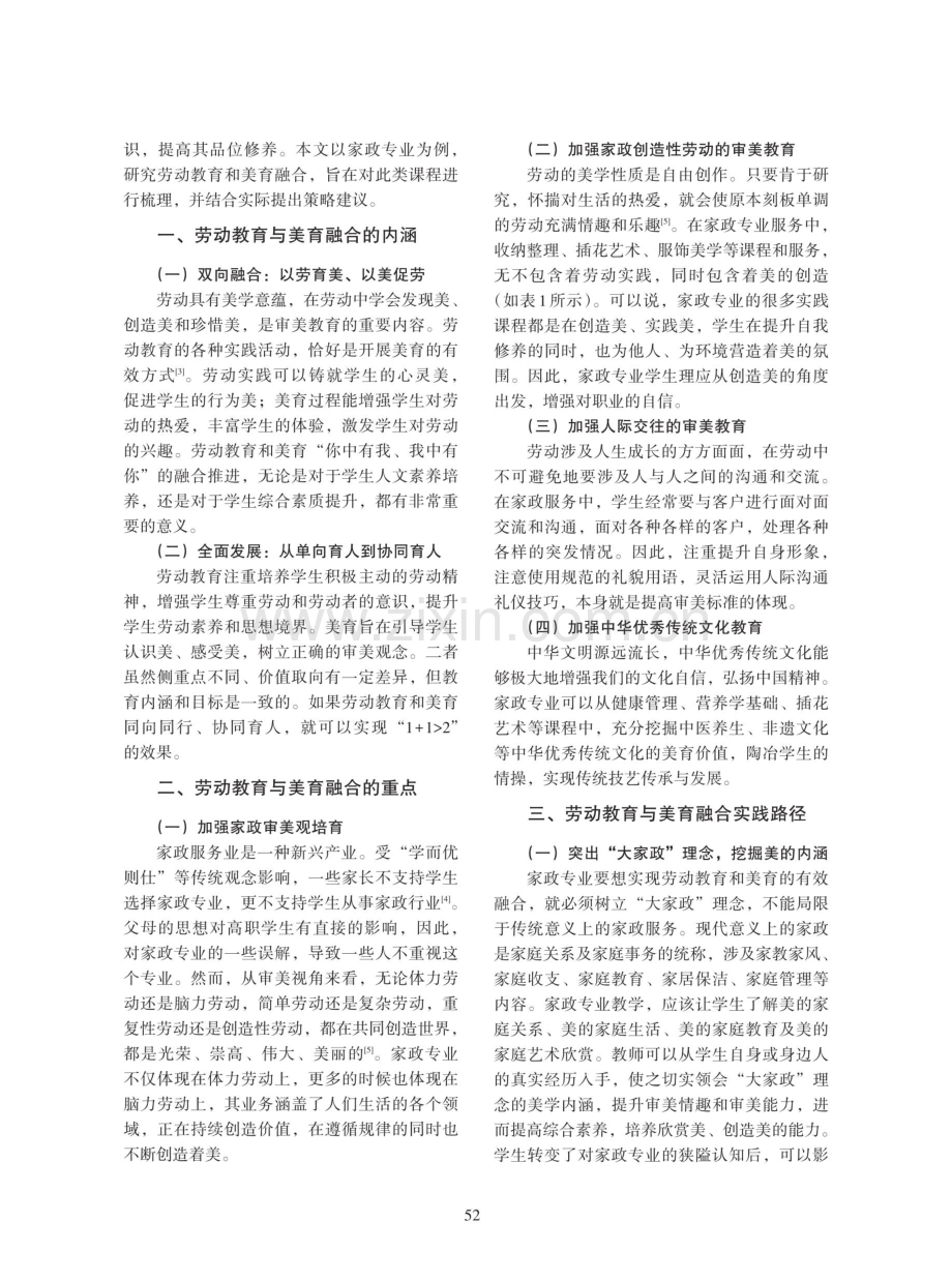 高职院校劳动教育与美育融合实践研究——以现代家政服务与管理专业为例.pdf_第2页