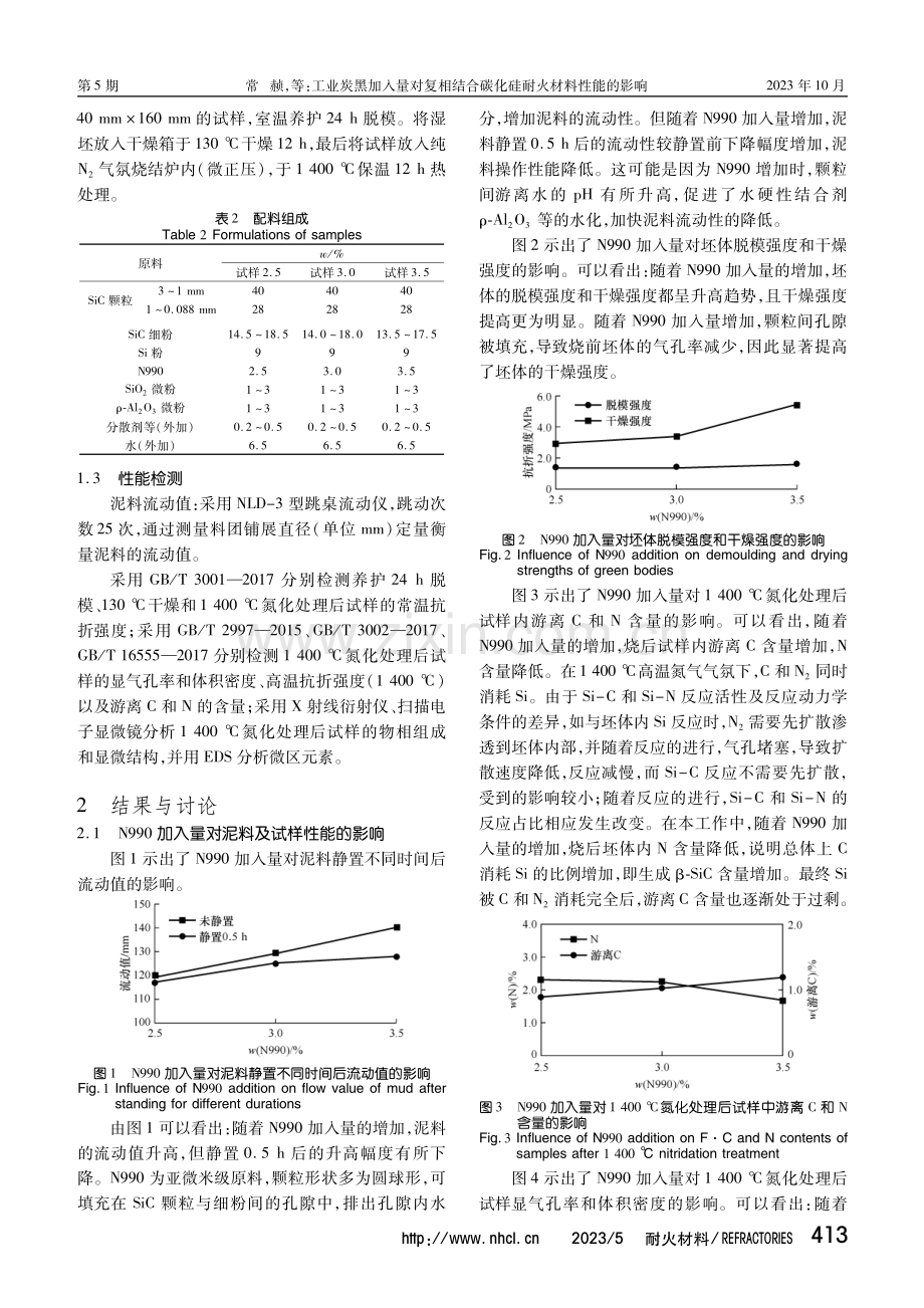 工业炭黑加入量对复相结合碳化硅耐火材料性能的影响.pdf_第2页