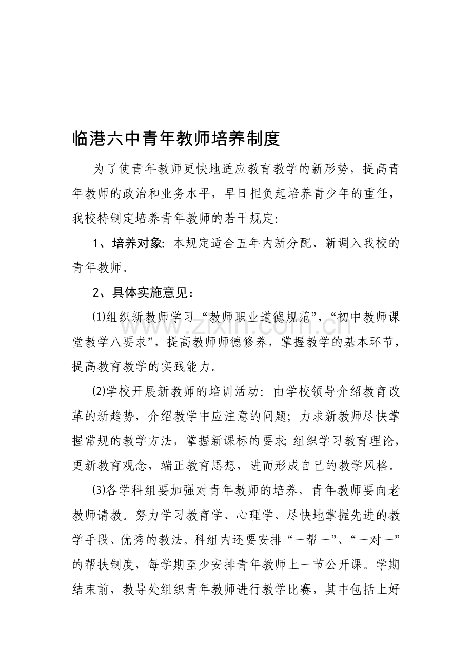 临港六中青年教师培养制度.doc_第1页