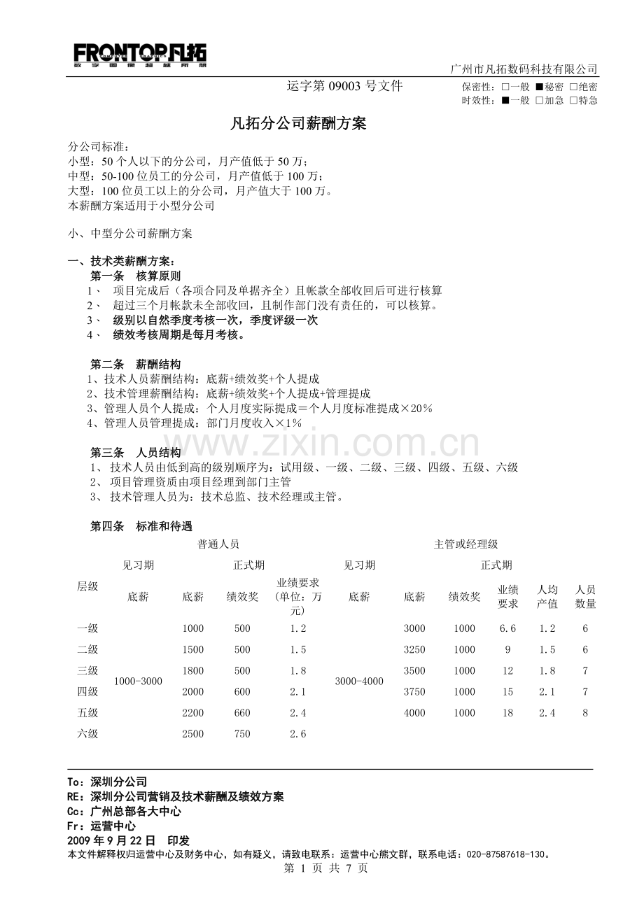 分公司营销及技术薪酬及绩效方案(深圳).doc_第1页