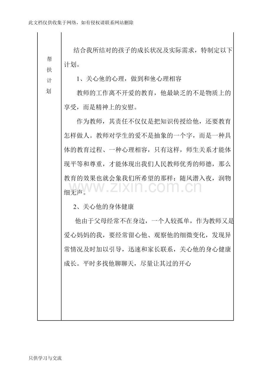 爱心妈妈结对帮扶记录表教学教材.doc_第2页