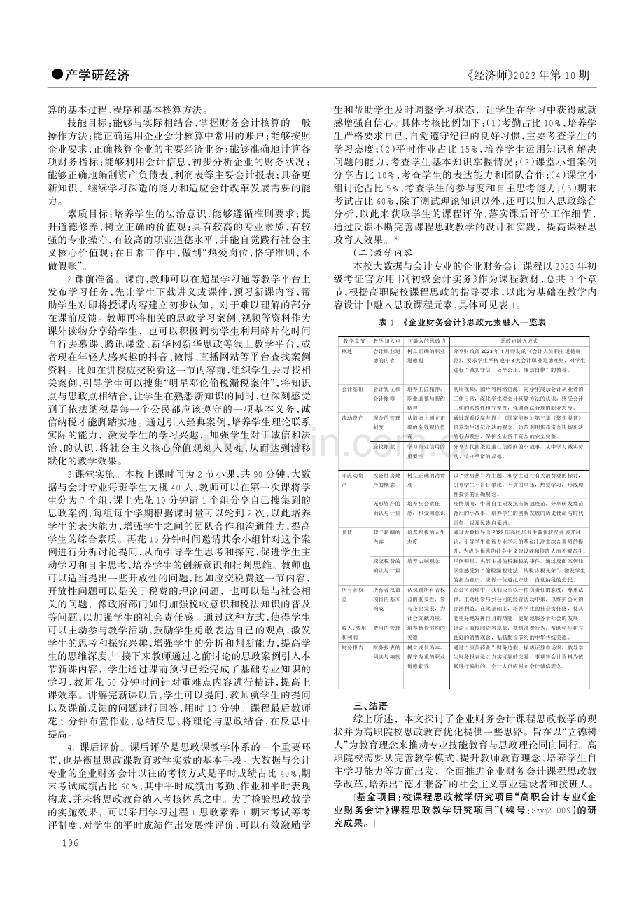 高职院校企业财务会计课程思政的探索与研究.pdf_第2页