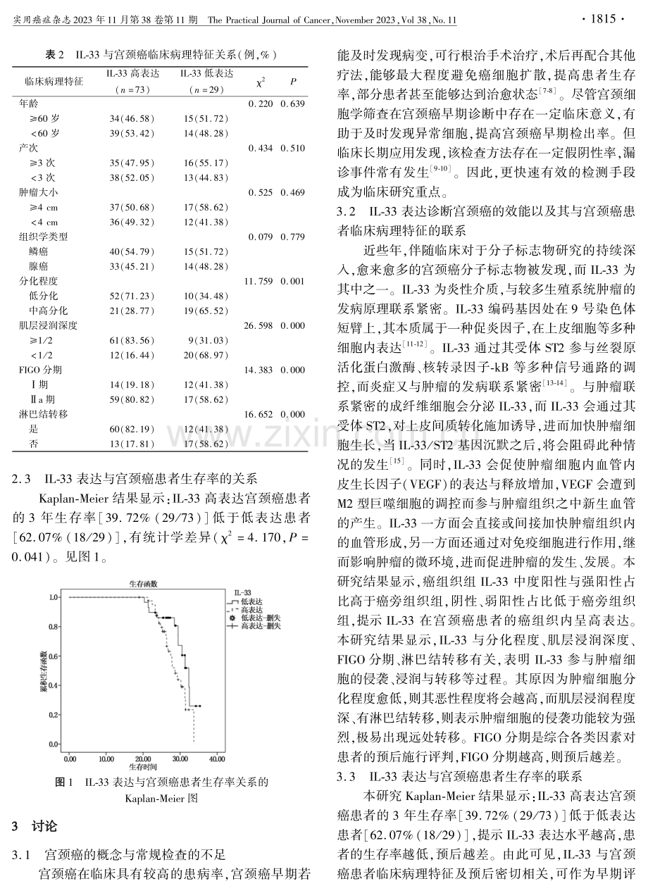 宫颈癌患者癌组织中IL-33的表达及其与预后的相关性.pdf_第3页