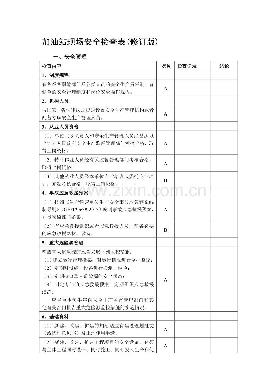 加油站安全评价现场检查表1..doc_第1页