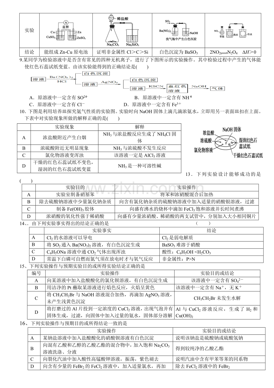 高中化学实验选择题表格型经典.doc_第3页