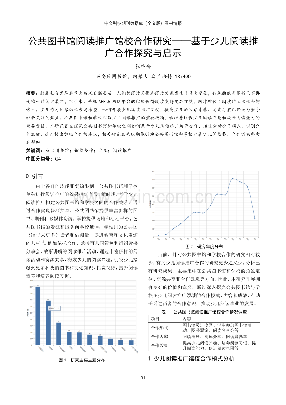 公共图书馆阅读推广馆校合作研究——基于少儿阅读推广合作探究与启示.pdf_第1页