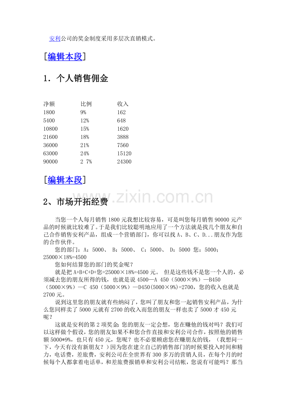 安利公司的奖金制度).doc_第1页