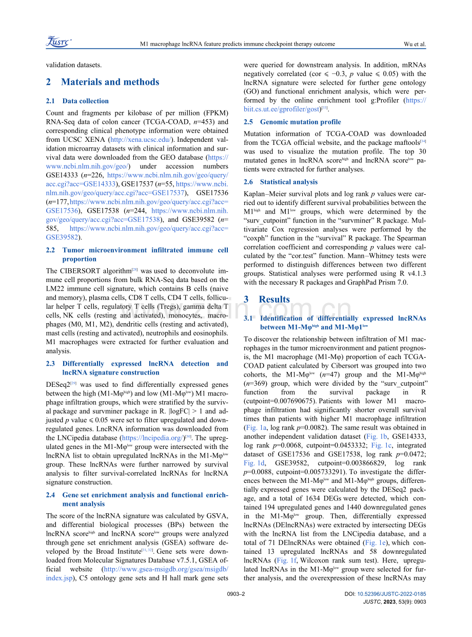 构建M1型巨噬细胞相关lncRNA签名预测肿瘤免疫微环境.pdf_第2页