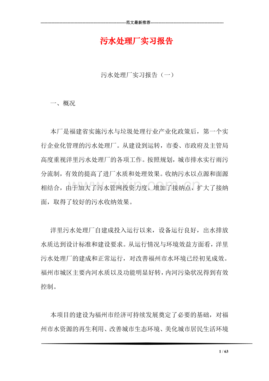 污水处理厂实习报告.doc_第1页