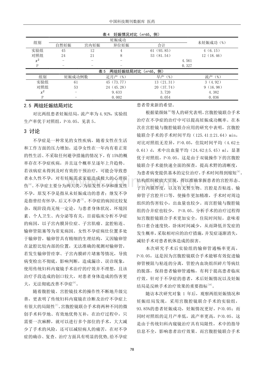 宫腹腔镜联合手术治疗不孕症的疗效.pdf_第3页