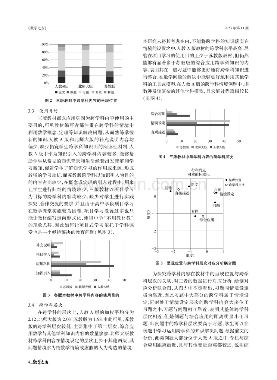 高中数学不同版本新教材跨学科内容研究——以人教A版、苏教版和北师大版“函数”主题为例.pdf_第3页